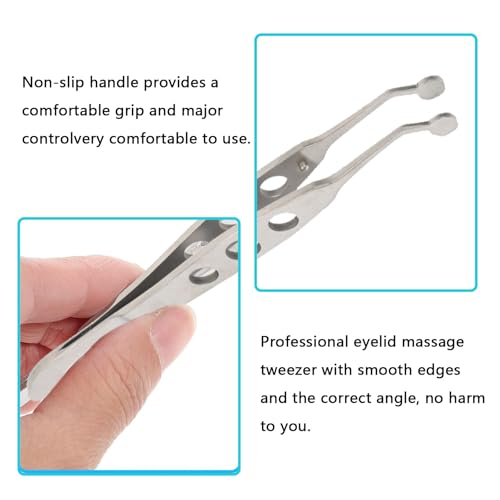 1 Pcs Round Tip Tweezers Meibomian Gland Expressor Eyelid Milia Removal Slant Tweezer, Made of Stainless Steel Perfect for Precise Hair Removal