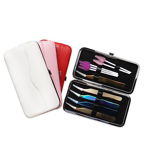 GSHLLO PU Leather Tweezer Storage Bag - Eyelash Extension Tweezer Case - Black