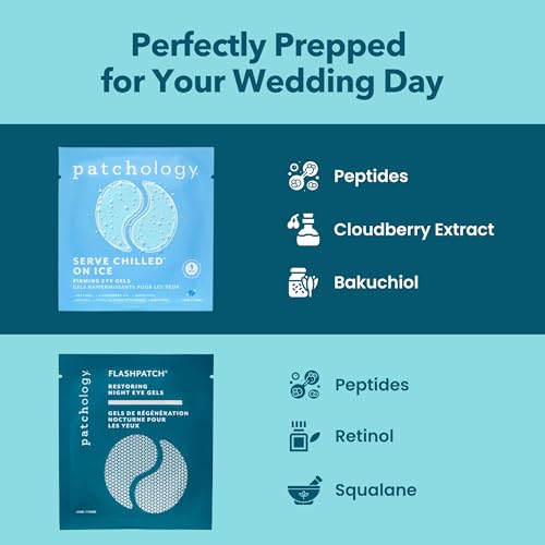 Patchology Bridal Shower Gift Box ? Something Blue Cooling Under Eye Patches for Brides & Bridesmaids, Depuffing & Firming Gel Masks with Peptides & Bakuchiol ? Wedding Skincare Gift Set
