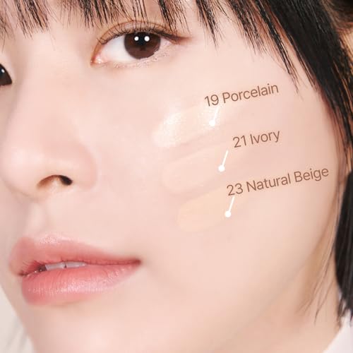 THE TOOL LAB Stamp Skinfit Cushion Foundation, Long Lasting Full Coverage Glass Glow Finish, Korean Foundation Makeup for All Skin Types (No.23 natural beige, Glow Type)