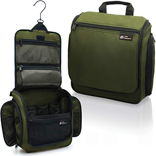 D&D Wanderlust D&D Hanging Toiletry Bag - Designer Travel Organizer for Makeup and Toiletries for Men and Women - Hang Case for Cosmetics and Toilet Accessories with Metal Swivel Hook