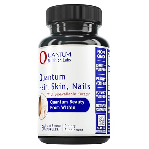 Quantum Nutrition Labs Hair Skin and Nails - Keratin Supplement, Hair Growth Supplement for Women & Men with Magnesium, Calcium, Beauty from Within for Hair, Skin and Nails - 60 Vegetarian Capsules