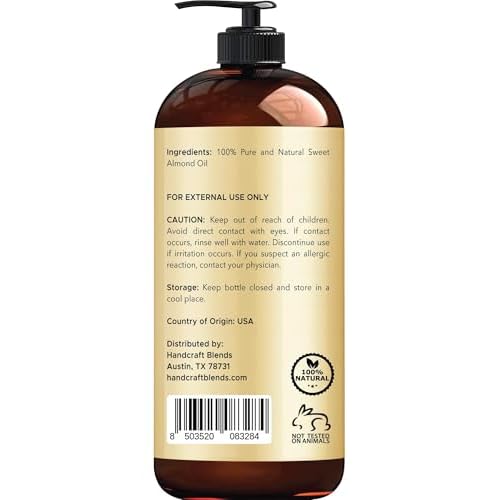 Handcraft Blends Satin Skin Set: Sweet Almond Oil and Grapeseed Oil ? (2 x 16 Fl Oz) ? 100% Pure & Natural ? Premium Carrier Oils for Massage and Daily Hydration