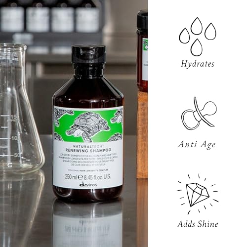 Davines Naturaltech Renewing Shampoo, Anti-Aging & Maintenance for All Hair Types / Aging - With Hair Longevity Complex - Gentle Daily Cleanser for Longevity, 8.45 Fl Oz