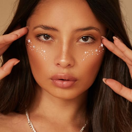 Flash Tattoos MILKY WAY SILVER temporary tattoos | 10 metallic foil tattoos | Birthday Party Favor | Festival Eye Jewels | Star Eye Jewel | Star party favor