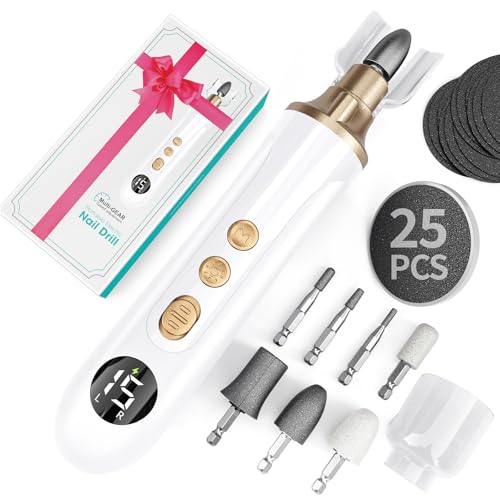 Cordless Nail Drill Electric Nail File: Professional Manicure Pedicure Kit for Acrylic Gel Nails Grind Trim Polish, 15-Speed Brushless Electric Foot Callus Remover ,Nail Tool for Women & Men.