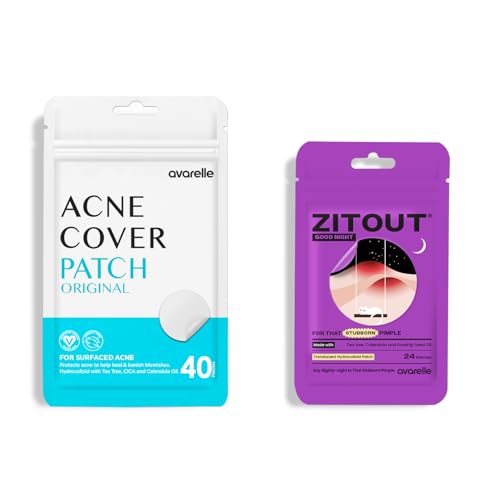AVARELLE Nighttime Acne Relief/Essentials Duo Pimple Patch Hydrocolloid, Tea Tree, Calendula Oil, CICA (Original + PM Overnight Bundle)