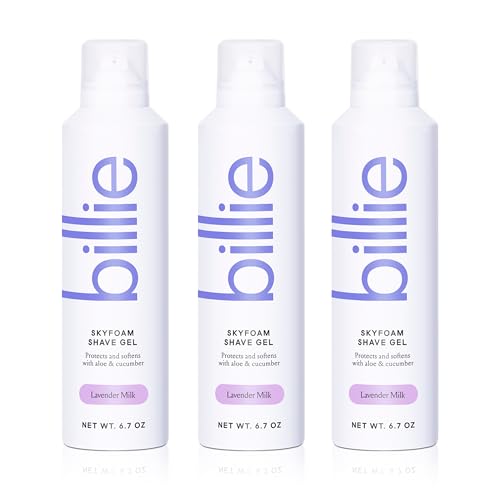 Billie SkyFoam Shave Gel - Lavender Milk Scent - Water-activated Foam - Made With Aloe & Cucumber - For A Close, Smooth Shave - 6.7 fl oz, 3-pack