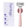 Flamingo Razors for Women, 1 Razor (Rose) Handle, 1 Razor Blade Refill, and 1 Shower Holder