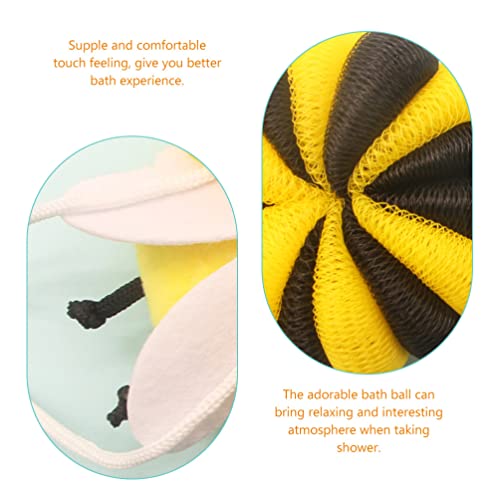 Beaupretty Cartoon Shower Loofah Kids Bath Scrubber Body Sponge 4.33X4.33X2.36In Lightweight Bathing Ball with Lanyard for Easy Hanging and Quick Drying