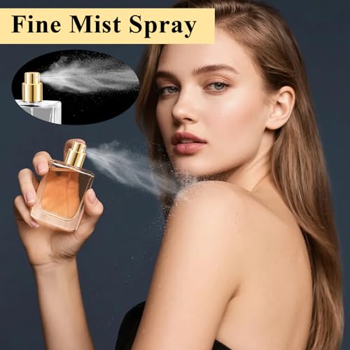 12 Pack Refillable Glass Perfume Bottles - Premium Square Gold Atomizer Spray Bottles, Leak-Proof Portable Empty Perfume Containers for Travel, Purse, Gym & Home Office Use