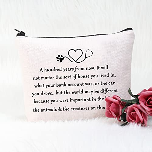 POFULL Veterinarian Gift Vet Tech Appreciation Gift Vet Doctor Nurse Zipper Pouch Makeup Bag (A hundred years bag)