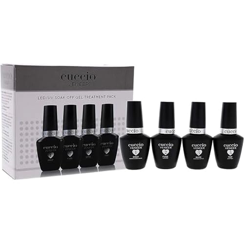Cuccio Veneer Treatment Pack ? Complete LED/UV Gel Polish System, Includes Prep, Fuse, Base, and Top Coat, 13 mL Each