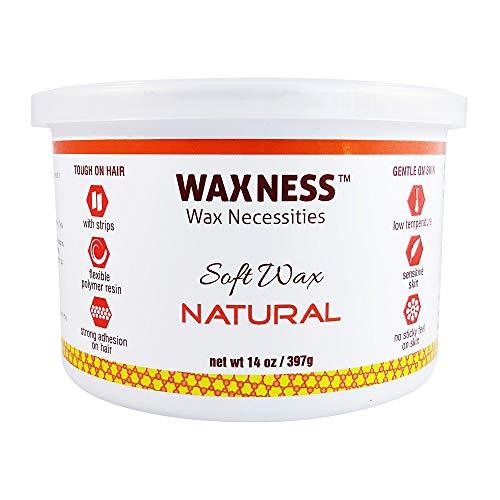 Waxness Natural Soft Wax Tin Amber Formula 14 oz (400 g) ? Professional Strip Wax for Face & Body, Smooth Application ? Made in Italy