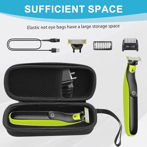 Hard Case for Electric Trimmer and Shaver Travel Case Compatible with One Blade Pro Replacement Heads Acessories QP2620 QP2630 QP2520 QP2530 Organizer Carrying Bag, Black