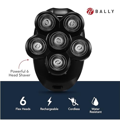 Bally 6 Head Floating Shaver, Total Grooming with 6-in-1 Multi-Functional Electric Floating Shaver, 6 Heads, LED Display, Lithium Rechargeable, 50 Min Usage
