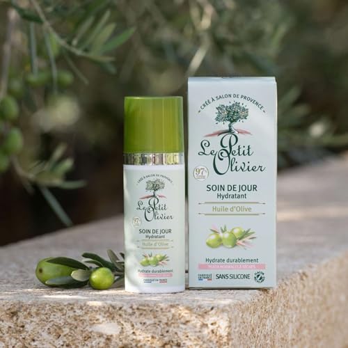 Le Petit Olivier Moisturizing Day Skin Care - Enriched with Olive Oil - Soothes and Hydrates Skin - Made with Natural Origin Ingredients - Silicone Free - Normal to Dry Skin - 1.6 oz Moisturizer