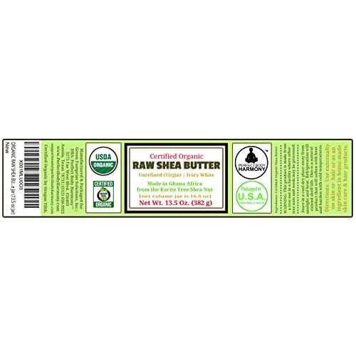 Unrefined Raw Shea Butter - Certified Organic; Premium, Imported African Ivory (Tan); 13.5 oz Lg Dark BPA Free JAR; Moisturizer Face, Body, Skin, Hair; Ingredient DIY Home Made Body Butters Skincare