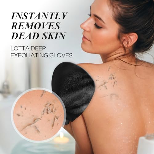 LOTTA Exfoliating Gloves for Dead Skin Removal & Skin Cell Renewal, Vegan Viscose Body Scrubber Mitt for Self-Tanning & Keratosis Pilaris, Kessa Korean Washcloth for Bath