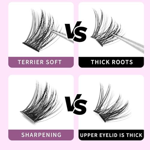 96pcs Mixed 8-10-12-14mm/10-12-14-16mm Thick Base Dramatic Black Soft Cluster Individual False eyelashes Wide Stem 5D Volume Eye Lashes Extensions (8-10-12-14mm)