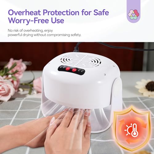 SAVILAND 600W Nail Dryer: Pro 6X Faster Drying with Dual Heating & Cooling Modes, Adjustable Angle Nail Fan for Salon Gel & Regular Polish (White)