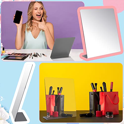 Amyhill 4 Pcs Counter Top Mirror Freestanding Mirror Single Sided Acrylic Desk Glass for Tabletop Bedroom Office Bathroom Home Dorm (8.5 x 9 Inch)