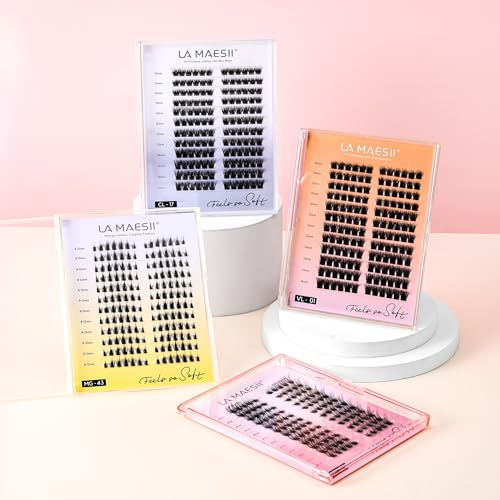 144Pcs Lash Clusters, Wispy Natural Eyelash Clusters, C Curl 10-14mm Individual Lashes Eyelash Extension,Large Tray(PL17)