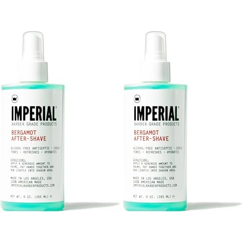 Imperial Barber Grade Products Bergamot After-Shave Alcohol Free, 9 oz (Pack of 2)