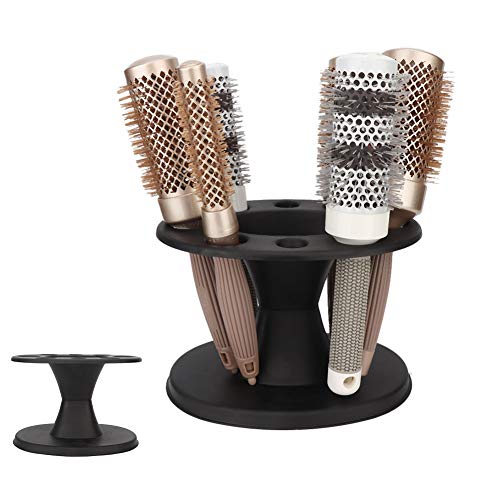 Ejoyous Hair Brush Holder, Plastic Round Comb Hair Accessory Organizer Display Rack Hair Styling Brush Stand Shelf Accessories for Salon Home (Black) (Black)