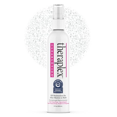 Theraplex Clear Lotion Spray (8 oz) - Natural Jojoba Oil, No Parabens or Preservatives, Noncomedogenic and Hypoallergenic, Dermatologist recommended - National Eczema Association Seal of Acceptance