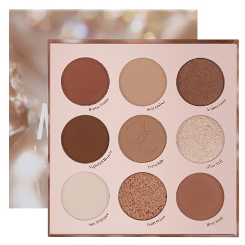 docolor Eyeshadow Palette, 9 Colors Brown & Copper Tones Palette with Matte & Shimmer Finishes,Highly Pigmented Eye Makeup Palette for Everyday Glam Look
