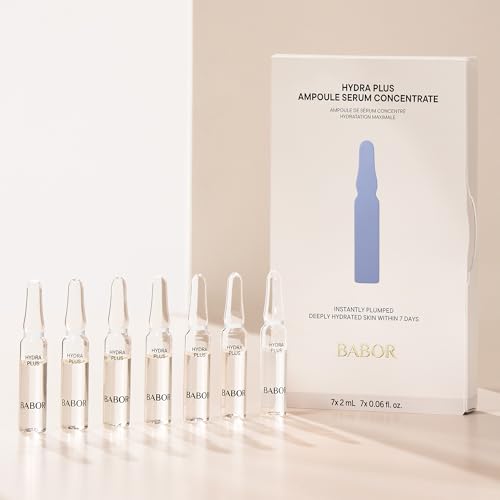 BABOR Hydra Plus Ampoule Concentrate, Moisturizing Skincare Capsule, Hyaluronic Acid Serum, Deeply Nourish to Plump and Smooth Skin, Anti Aging Serum 7 Day Treatment