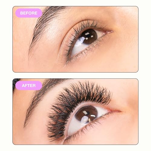 Curacoro YY Eyelashes Extensions - 2D Fans Volume Eyelashes, 0.05 D Curl 9mm Length, Full Fluffy Volume Look, Long Lasting & Easy Application