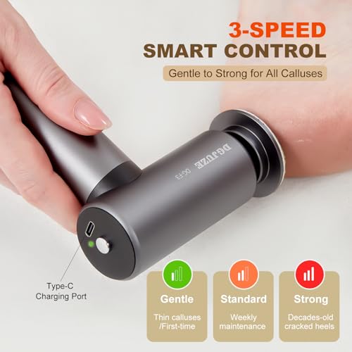 Premium Electric Foot Callus Remover, Ergonomic T-Grip 2600mAh Rechargeable 3-Speeds All Metal Foot File for Dead Skin Cracked Heels Pedicure kit at Home with 60pcs Sandpaper Pads