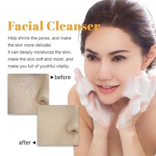 2 Pcs Turmeric Facial Cleanser, Deep Cleansing Brightening Exfoliating Turmeric Foaming Face Glow Wash with Brush for All Skin