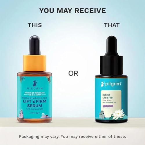 Pilgrim 0.5% Retinol & 1% Hyaluronic Acid Lift & Firm Serum with Pomegranate | Anti-Aging Face Serum for Wrinkles & Fine Lines | Hydrating Skin Tightening Formula | All Skin Types | 1.01 Fl Oz (30ml)