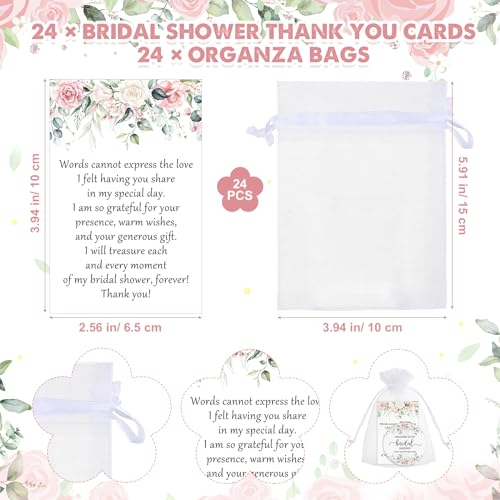 XunYee 24 Sets Bridal Shower Favors for Guests Flower Design Makeup Mirrors Leather Compact Mirrors Bridal Thank You Cards with Organza Bags Bridesmaid Gifts Wedding Party Favors Supplies (Pink)