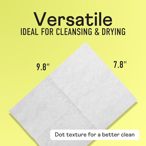Swisspers Premium 100% Cotton Dry Facial Wipes - Hypoallergenic, Biodegradable Beauty Cloths with Dot Embossing - Vegan Makeup Remover Towelettes for Women & Men, 40 Count (Pack of 4)