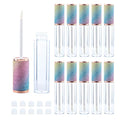 10 Pack Sparkles Rainbow Lip Gloss Wand Tubes, 5ml Empty Lip Gloss Containers, Lipgloss Lip Balm Bottles with Rubber Stoppers for Lip Gloss Balm Cosmetic Business (Sparkles Rainbow)