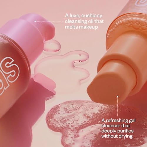 Kosas Mini Plump + Juicy Double Cleansing System ? Botanical Oil Cleanser + Gel Cleanser Set, Soap & Sulfate Free, Hydrating Makeup Remover for All Skin Types?