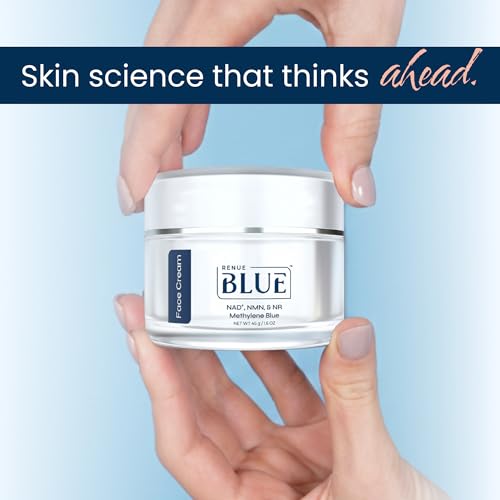 Renue Blue Methylene Blue Face Cream - Liposomal NAD+ Complex and Nutrients for Skin Rejuvenation, Deep Hydration, and Anti-Aging Support