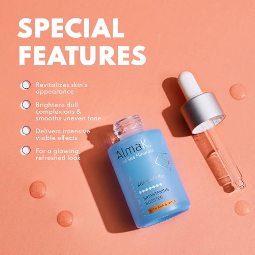 Alma K Brightening Booster - Vitamin C Face Serum with AHA, Hydrating and Brightening Serum for Women, Anti Aging, Improve Appearance of Fine Lines & Wrinkles - 1 oz (Pack of 2)