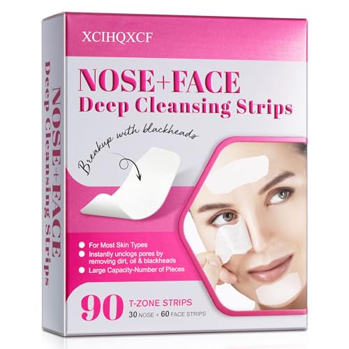Nose Strips Blackhead Remover, 90pcs Blackhead Remover Strip with Natural Charcoal, Pore Strips Nose for Removal