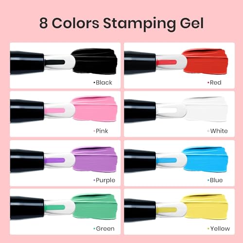 Beetles Nail Stamp Gel French Tip Nail Stamp Kit with Blooming Gel