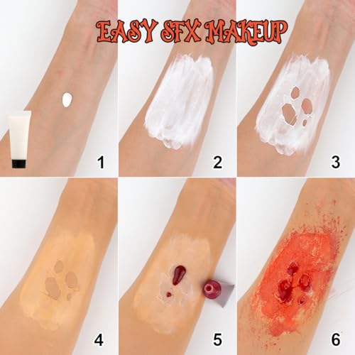 Bowitzki Clown Halloween Makeup Kit Special Effect SFX Makeup with 4 colors Face Paint, Liquid Latex, Fake Blood, Scar Wax, Applicator