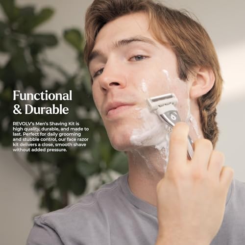 REVOLV - Men¡¯s Razor - 1 Premium Weighted Handle + 1 Dual-Sided Cartridge - For a Closer, Smoother Shave - Safe on Sensitive Skin - Black