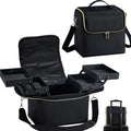 Large Travel Makeup Train Case, Big Makeup Bag Organizer Makeup Box,4 Tier Professional Cosmetic Storage Cases for Nail Tech Tattoo Storage Bag for Equipment and Supplies with luggage Sleeve