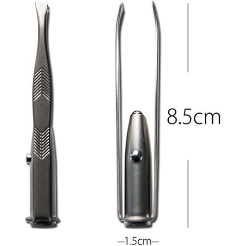 2Pcs Creative Led Light Eyelash Eyebrow Hair Removal Stainless Steel Make Up Tweezer Durability and practicality Beauty and Personal Care(8.8x0.8x1.6cm)