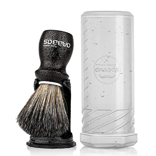 Anbbas Shaving Brush and Holder with Travel Case, Synthetic Badger Hair Ebony Handle Brush 3in1 Kit for Men