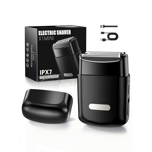 Electric Foil Shavers for Men: Mini Electric Razor with 3 Floating Blades, IPX7 Waterproof & USB-C Fast Charge Cordless Foil Shaver for Men with Travel Lock, Grooming Gift for Home & Travel